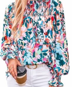 Dressy Casual Smocked Chiffon Work Shirt MT52
