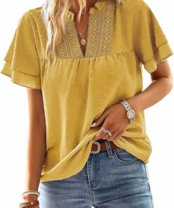 Yellow Ruffle Short Sleeve Shirt MT55